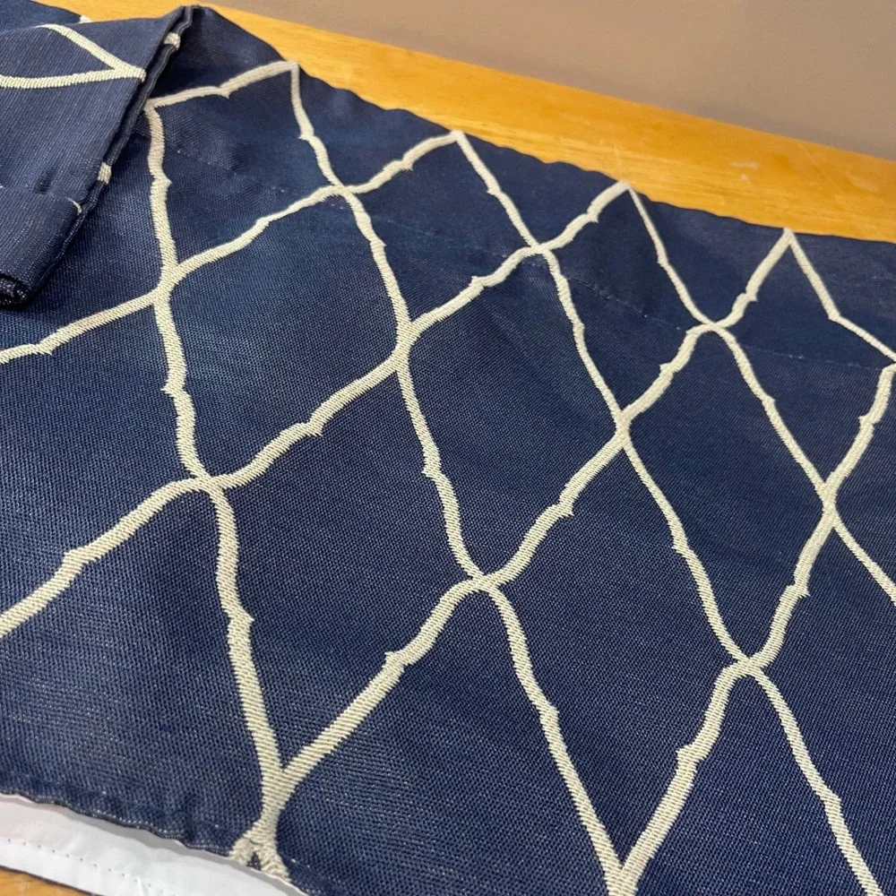 JCPenney Home Navy Blue White Trellis‎ Scalloped Valance 48x21 Rod Pocket Lined